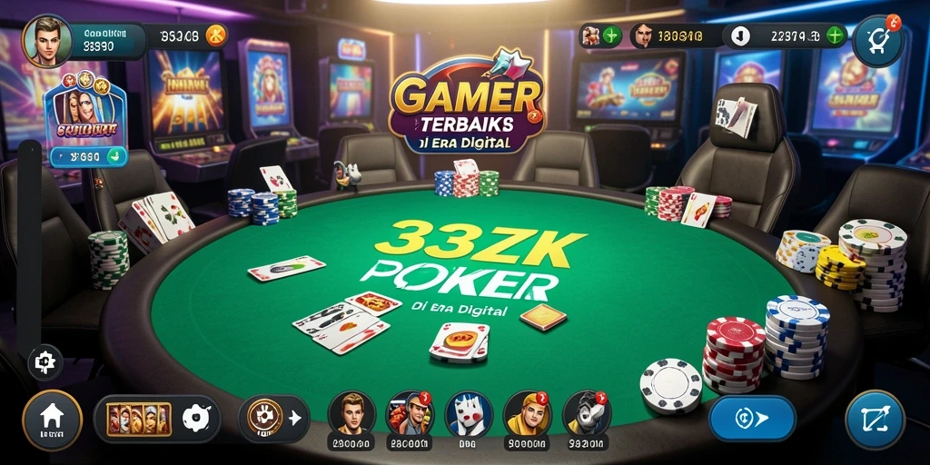 Tampilan utama gameplay Poker di 33ZK yang seru dan interaktif.