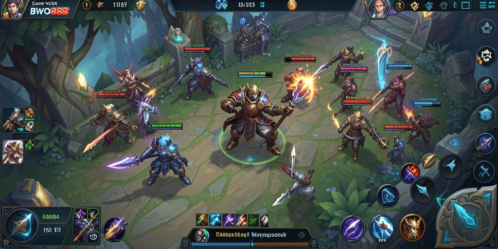Gameplay intens BWO888 di arena MOBA.