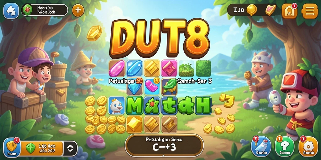 Tampilan menarik dari gameplay Match-3 DUIT8 yang seru.