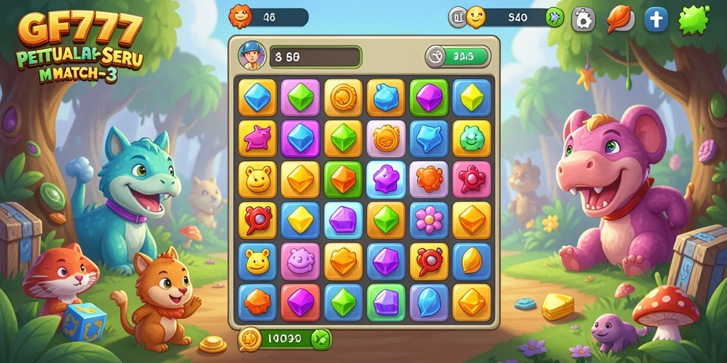 Screenshot utama GF777 menampilkan gameplay seru dan berwarna.