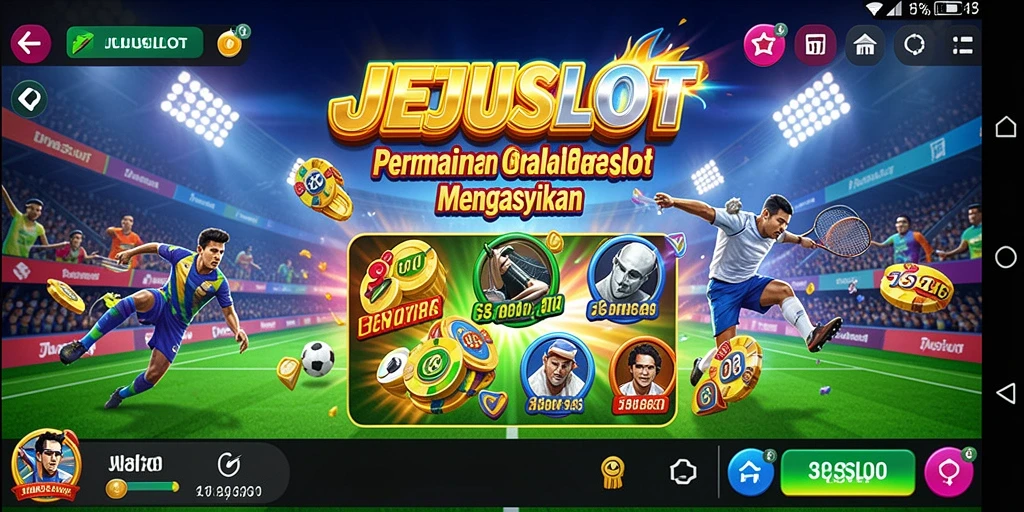 Screenshot JEJUSLOT menampilkan gameplay slot yang menarik dengan tema olahraga.