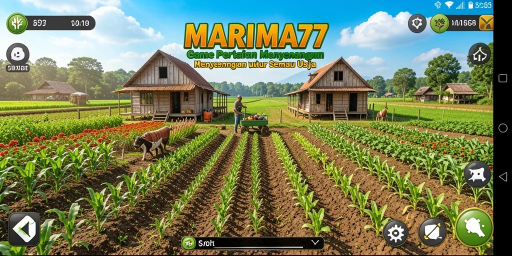Tampilan menarik dari gameplay pertanian di MARIMA77.