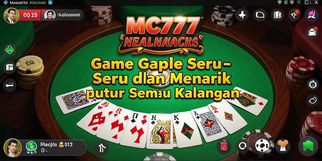 Screenshot utama MC777 menunjukkan gameplay seru Gaple.