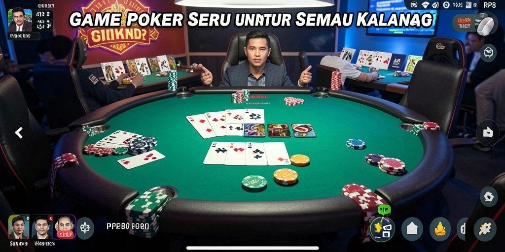 Screenshot dari gameplay seru RP8 yang menunjukkan aksi Poker yang menegangkan.