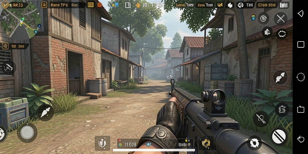 Screenshot gameplay RR33 menampilkan aksi pertempuran intens.