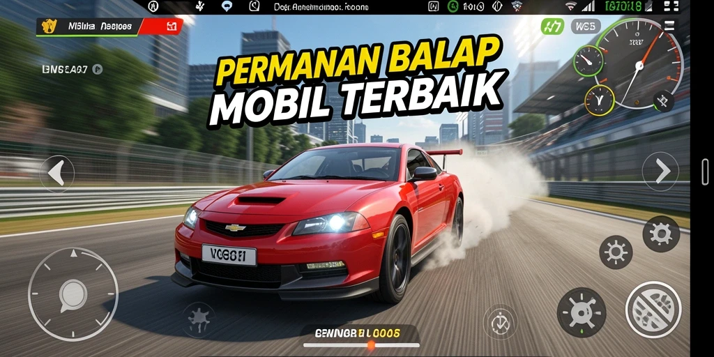 Tampilan gameplay seru di WG87 saat balapan di trek menantang.